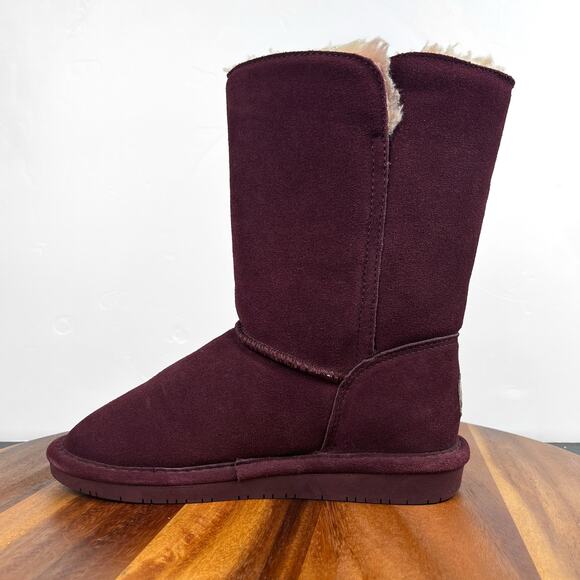 BEARPAW Lori Youth Girls Suede Pull On Boots US Size 5 Berry Purple Boot Snow - Picture 4 of 16